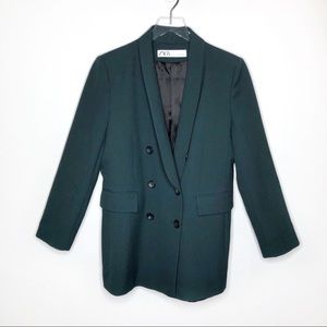 Zara Forest Green Oversized Boyfriend Blazer Sz L